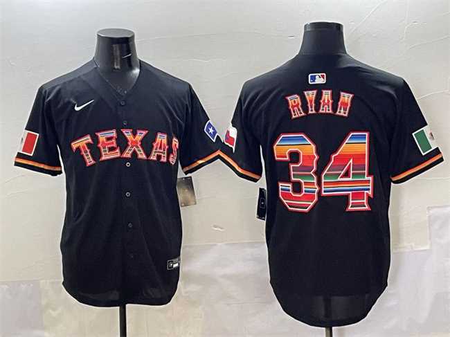 Men%27s Texas Rangers #34 Nolan Ryan Black Mexico Limited Stitched Jersey->texas rangers->MLB Jersey